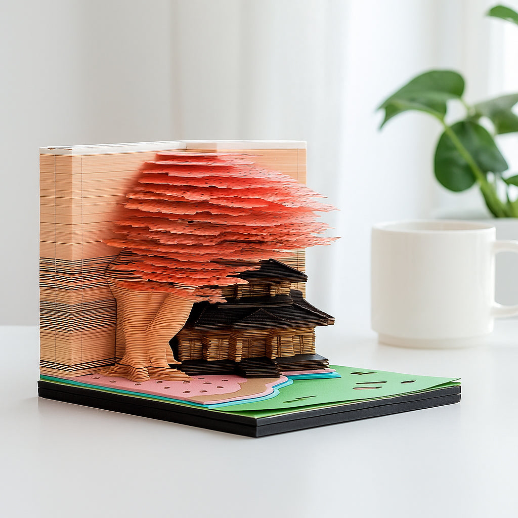 LIVMORE Tree House Sculpture Calendar &amp; Acrylic Pen Holder - Pink V32520864 2
