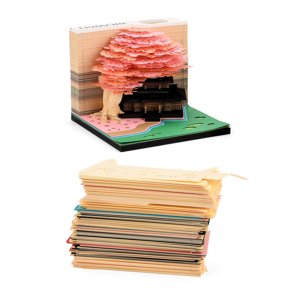 LIVMORE Tree House Sculpture Calendar &amp; Acrylic Pen Holder - Pink V32520864 3