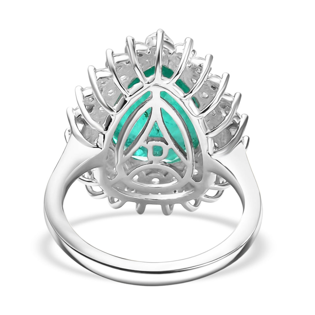 D'Joy Emeraldine Triplet Quartz & White Zircon Halo Ring in Platinum Overlay Sterling Silver 7.61 Ct._8249743_4