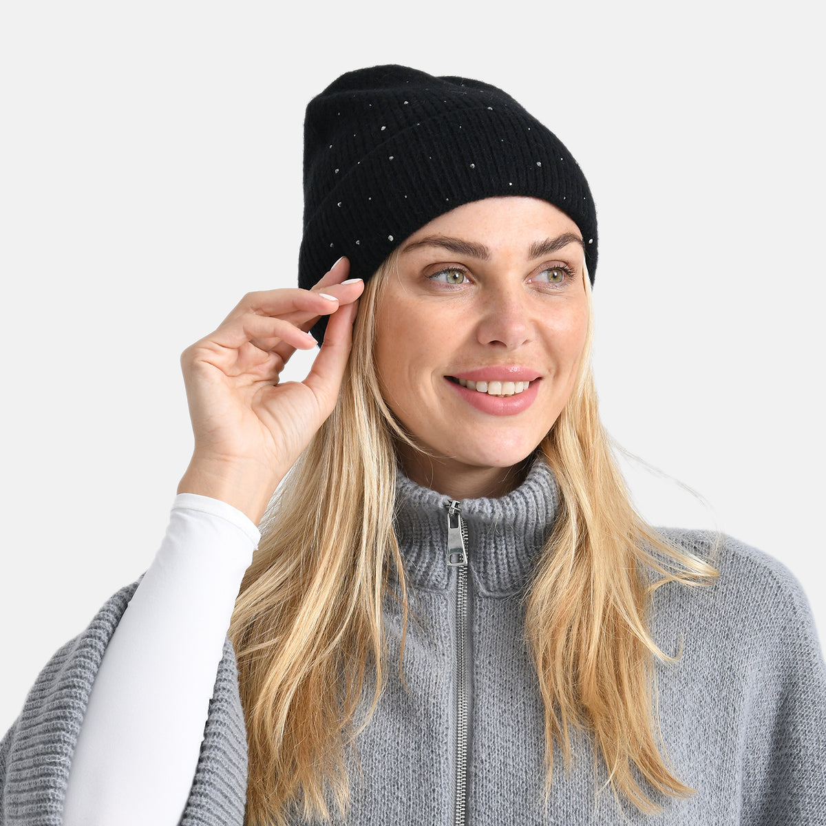 La Marey Beanie Hat with Rhinestones V32513822 0