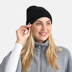 La Marey Pattern Beanie Hat (22 x 21 cm) - Black with Stones_8249754