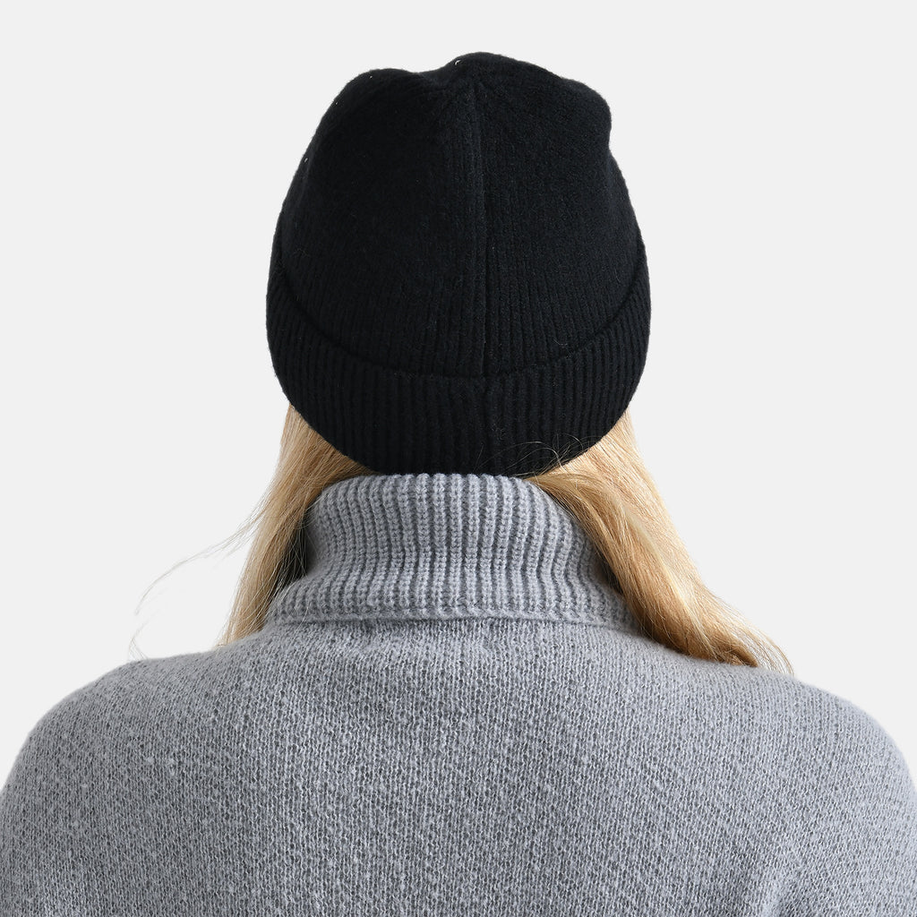 La Marey Pattern Beanie Hat (22 x 21 cm) - Black with Stones_8249754_1