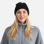 La Marey Pattern Beanie Hat (22 x 21 cm) - Black with Stones_8249754_3