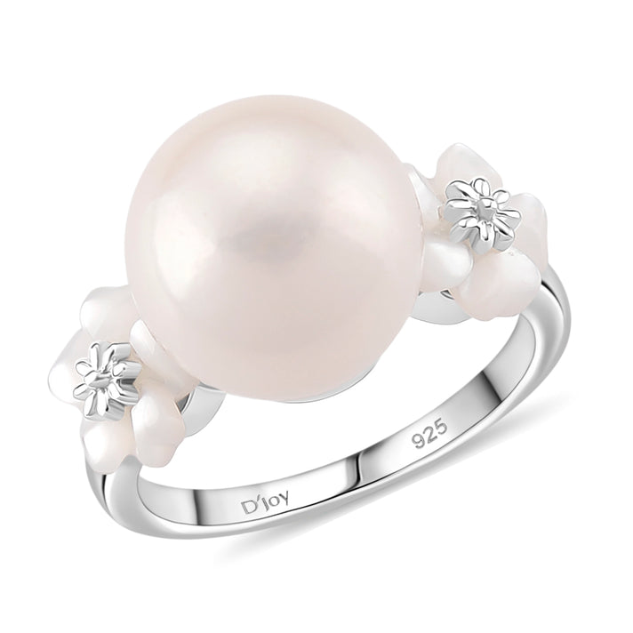 D'joy White Edison Pearl &amp; White Mother Of Pearl Ring in Rhodium Overlay Sterling Silver 15.00 Ct. 8249869 1