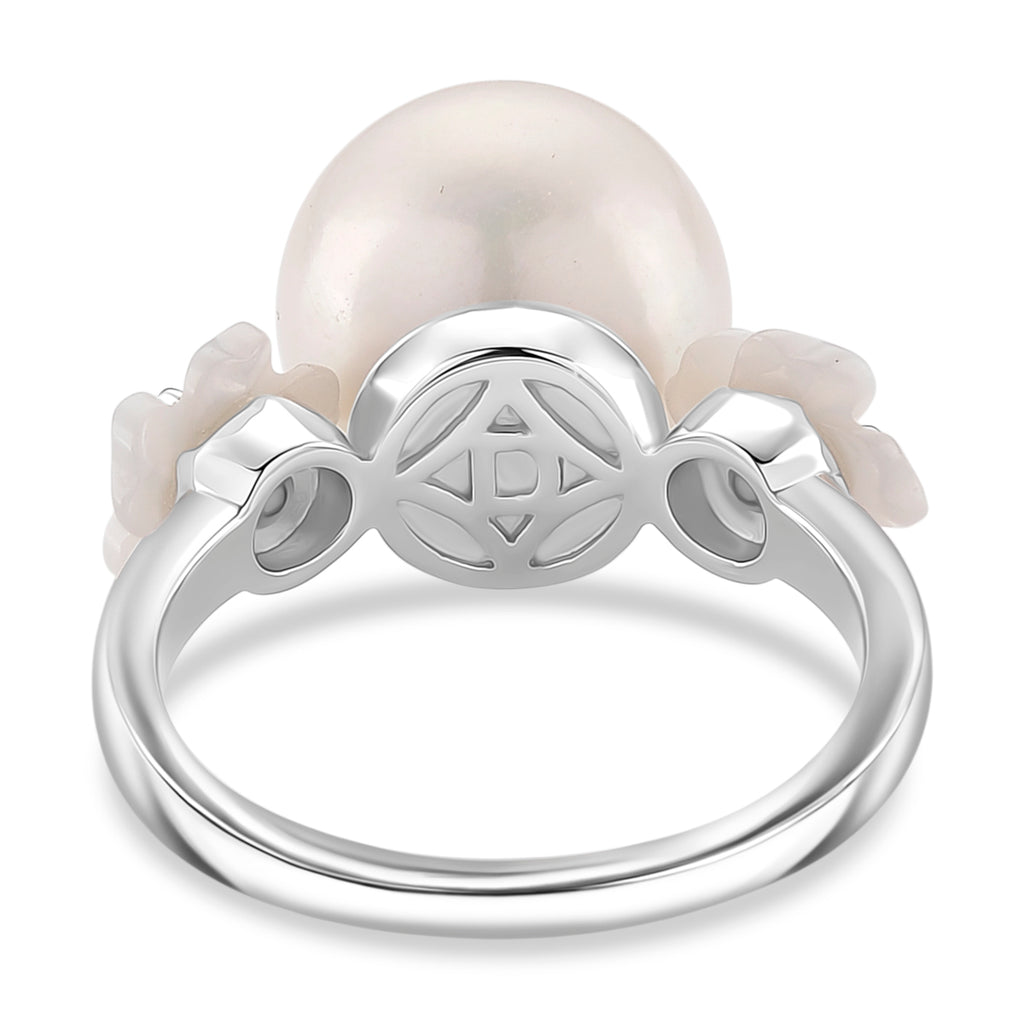 D'joy White Edison Pearl & White Mother Of Pearl Ring in Rhodium Overlay Sterling Silver 15.00 Ct._8249869_3
