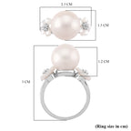 D'joy White Edison Pearl & White Mother Of Pearl Ring in Rhodium Overlay Sterling Silver 15.00 Ct._8249869_4