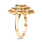 D'Joy Rainbow Sapphire & Lab Grown Diamond (SI/G-H) Floral Cluster Ring in 18K Vermeil Yellow Gold Plated Sterling Silver 4.86 Ct._8249883_3