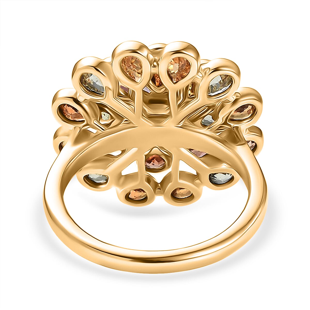 D'Joy Multi Sapphire, Blue Sapphire, Pink Sapphire, Lab Grown Diamond Floral Ring in 18K Vermeil Yellow Gold Over Sterling Silver 4.86 Ct. 8249883 5