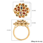 D'Joy Rainbow Sapphire & Lab Grown Diamond (SI/G-H) Floral Cluster Ring in 18K Vermeil Yellow Gold Plated Sterling Silver 4.86 Ct._8249883_5