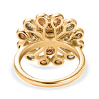D'Joy Rainbow Sapphire & Lab Grown Diamond (SI/G-H) Floral Cluster Ring in 18K Vermeil Yellow Gold Plated Sterling Silver 4.86 Ct._8249885_4
