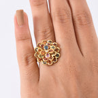 D'Joy Rainbow Sapphire & Lab Grown Diamond (SI/G-H) Floral Cluster Ring in 18K Vermeil Yellow Gold Plated Sterling Silver 4.86 Ct._8249889_2