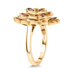 D'Joy Rainbow Sapphire & Lab Grown Diamond (SI/G-H) Floral Cluster Ring in 18K Vermeil Yellow Gold Plated Sterling Silver 4.86 Ct._8249889_3
