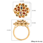 D'Joy Rainbow Sapphire & Lab Grown Diamond (SI/G-H) Floral Cluster Ring in 18K Vermeil Yellow Gold Plated Sterling Silver 4.86 Ct._8249889_5