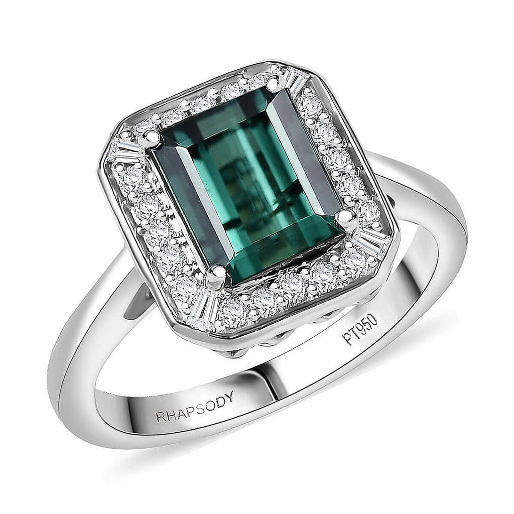 Rhapsody 950 Platinum AAAA Lagoon Tourmaline White Diamond EF, VS Solitaire Ring, Platinum Wt.6.43 Gms  2.600  Ct._8249940