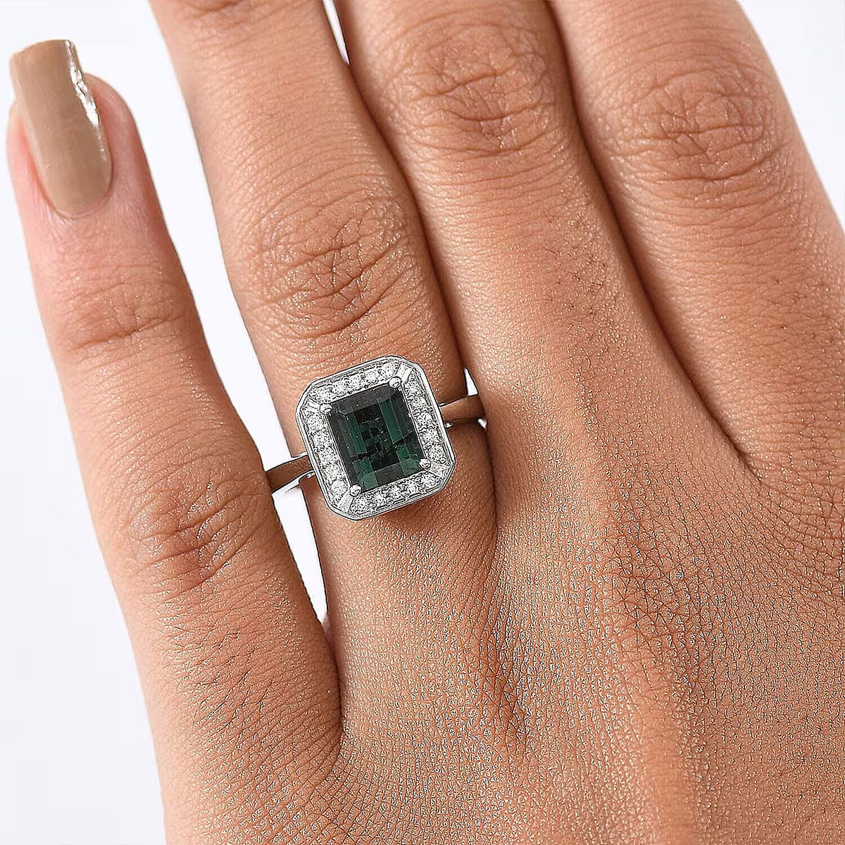 Certified and Appraised RHAPSODY AAAA Lagoon Tourmaline White Diamond EF, VS Solitaire Ring in 950 Platinum, Platinum Wt.6.43 Gms  2.600  Ct. 8249940 1