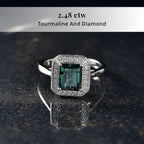 Rhapsody 950 Platinum AAAA Lagoon Tourmaline White Diamond EF, VS Solitaire Ring, Platinum Wt.6.43 Gms  2.600  Ct._8249940_2