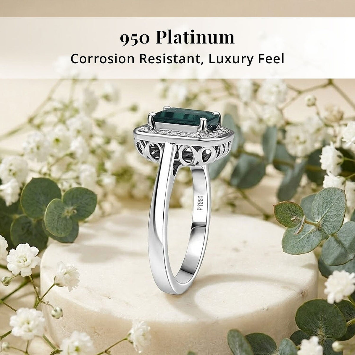 Certified and Appraised RHAPSODY AAAA Lagoon Tourmaline White Diamond EF, VS Solitaire Ring in 950 Platinum, Platinum Wt.6.43 Gms  2.600  Ct. 8249940 3