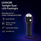 LIVMORE Twilight Dual LED Flashlight With Colour Change Party Light