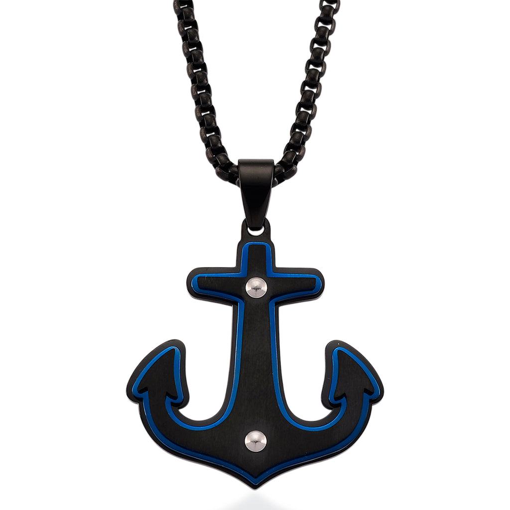Anchor Necklace (Size - 24 + 2 Ext) in Black Colour_8249978