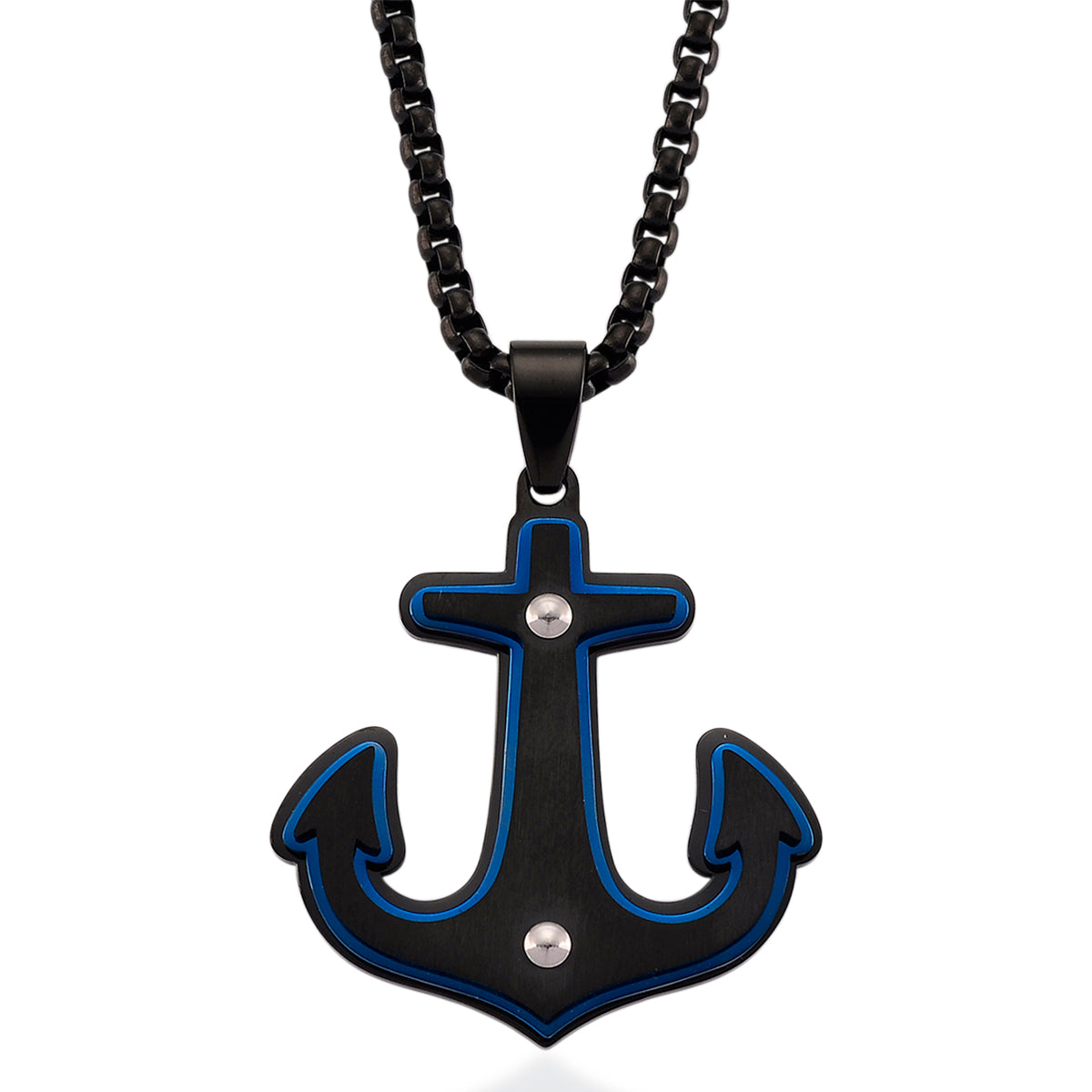 Anchor Necklace (Size - 24 + 2 Ext) in Black Colour V32531054 0