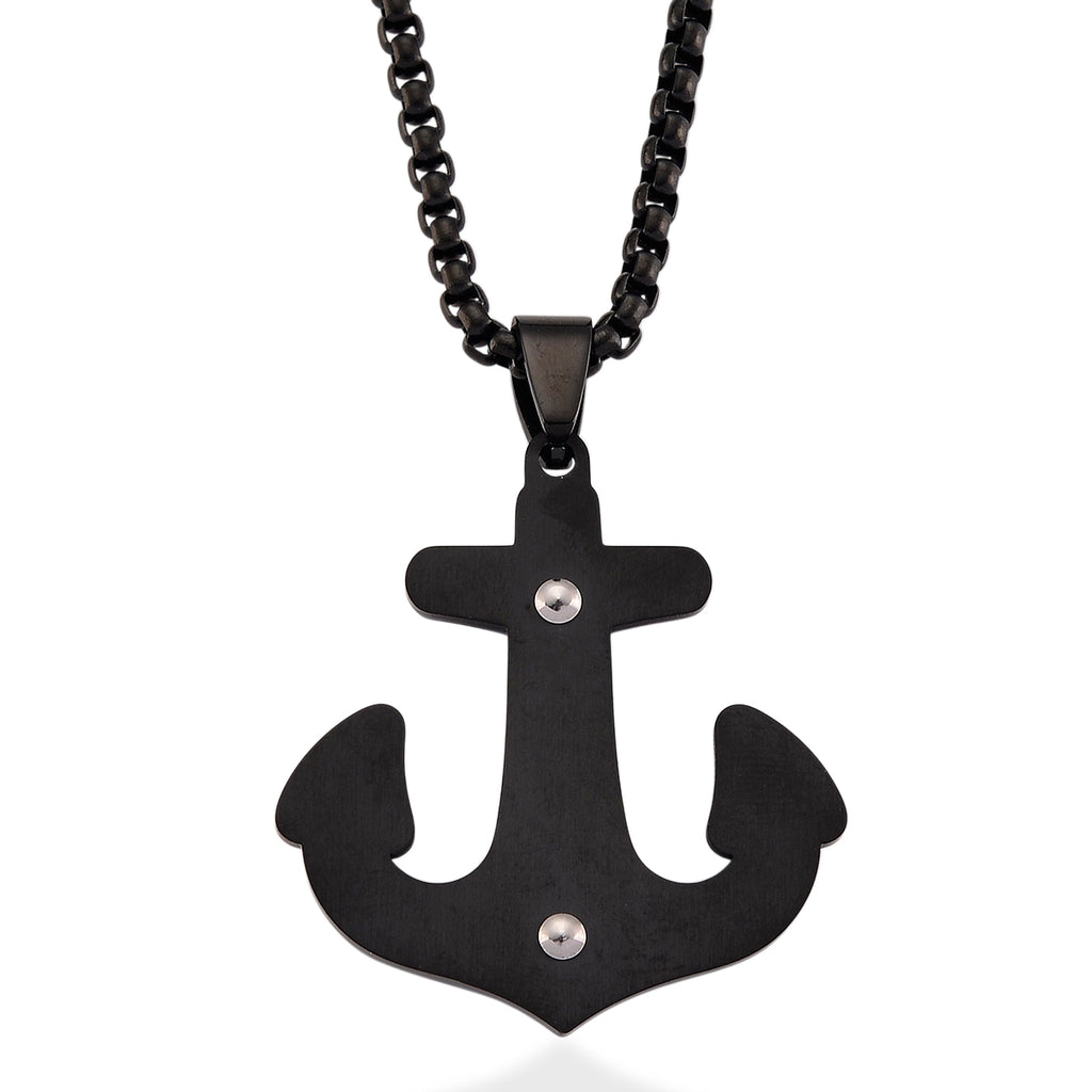 Anchor Necklace (Size - 24 + 2 Ext) in Black Colour_8249978_4