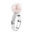 D'Joy White Edison Pearl & White Zircon Ring in Rhodium Overlay Sterling Silver 14.06 Ct._8249994_2