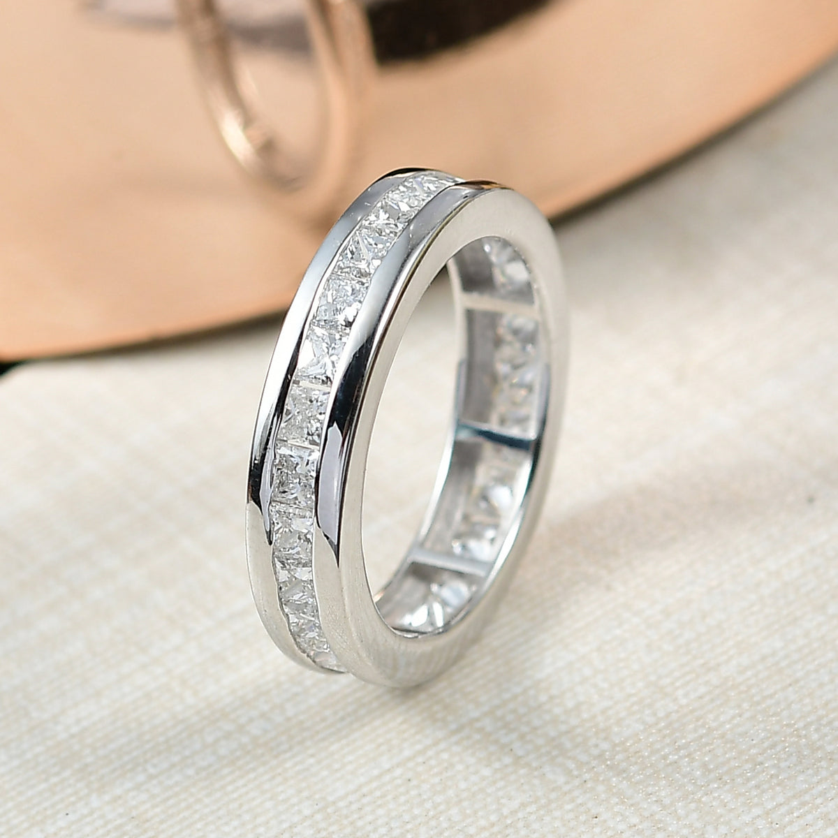 LUXURIANT 1.82 Ct. Lab Grown Diamond Full Eternity Band Ring in Rhodium Overlay Sterling Silver (VS-EF) 8250211 2