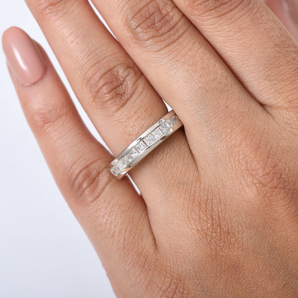 Luxuriant Lab Grown Diamond (VS/EF) Band Ring in Rhodium Overlay Sterling Silver 1.85 Ct._8250211_2