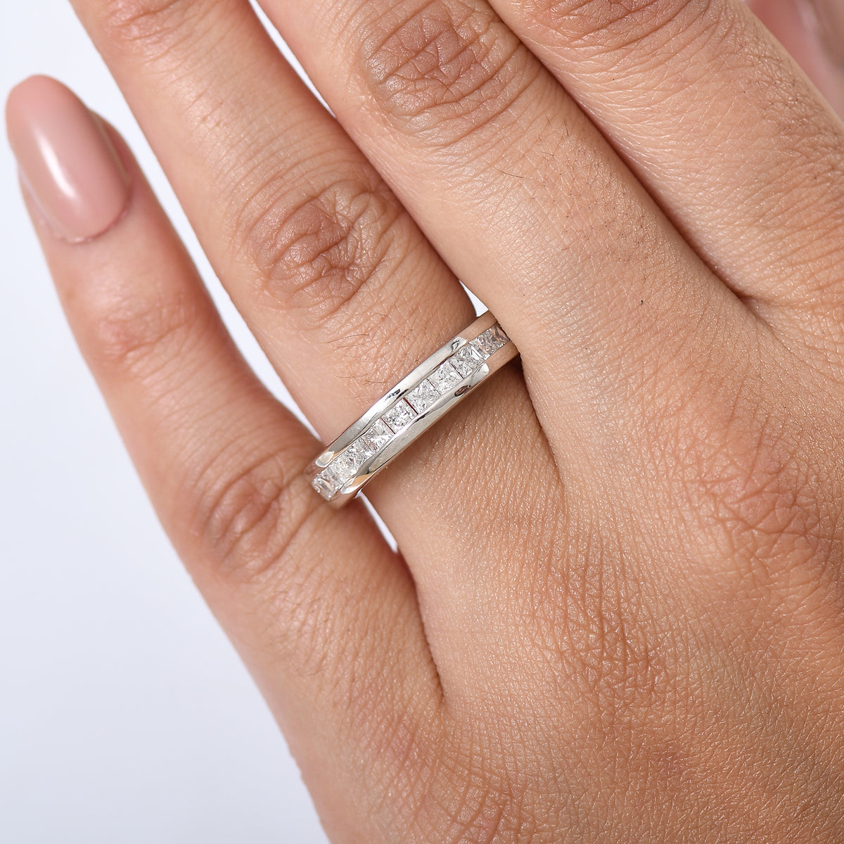 LUXURIANT 1.82 Ct. Lab Grown Diamond Full Eternity Band Ring in Rhodium Overlay Sterling Silver (VS-EF) 8250211 3