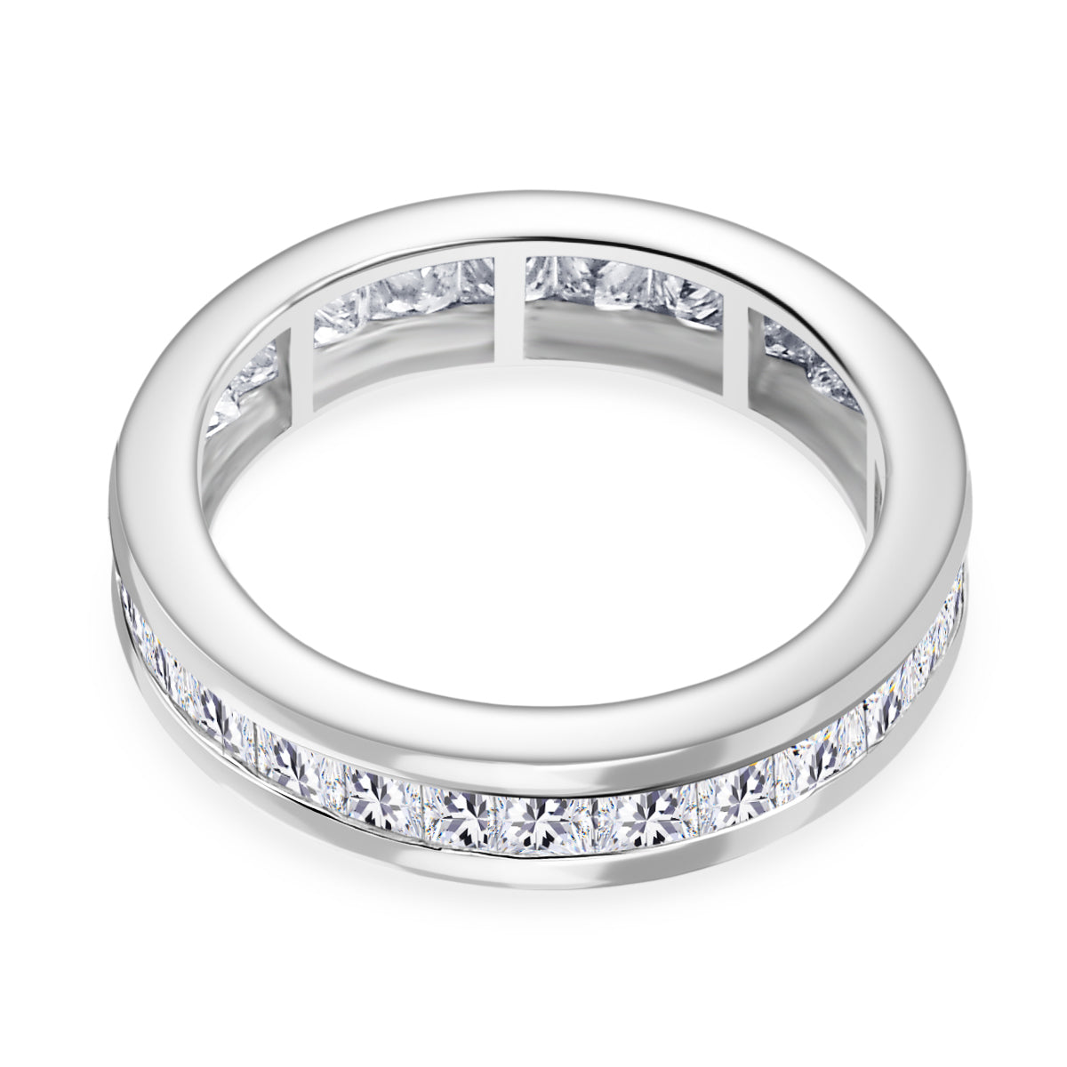 LUXURIANT 1.82 Ct. Lab Grown Diamond Full Eternity Band Ring in Rhodium Overlay Sterling Silver (VS-EF) 8250211 5