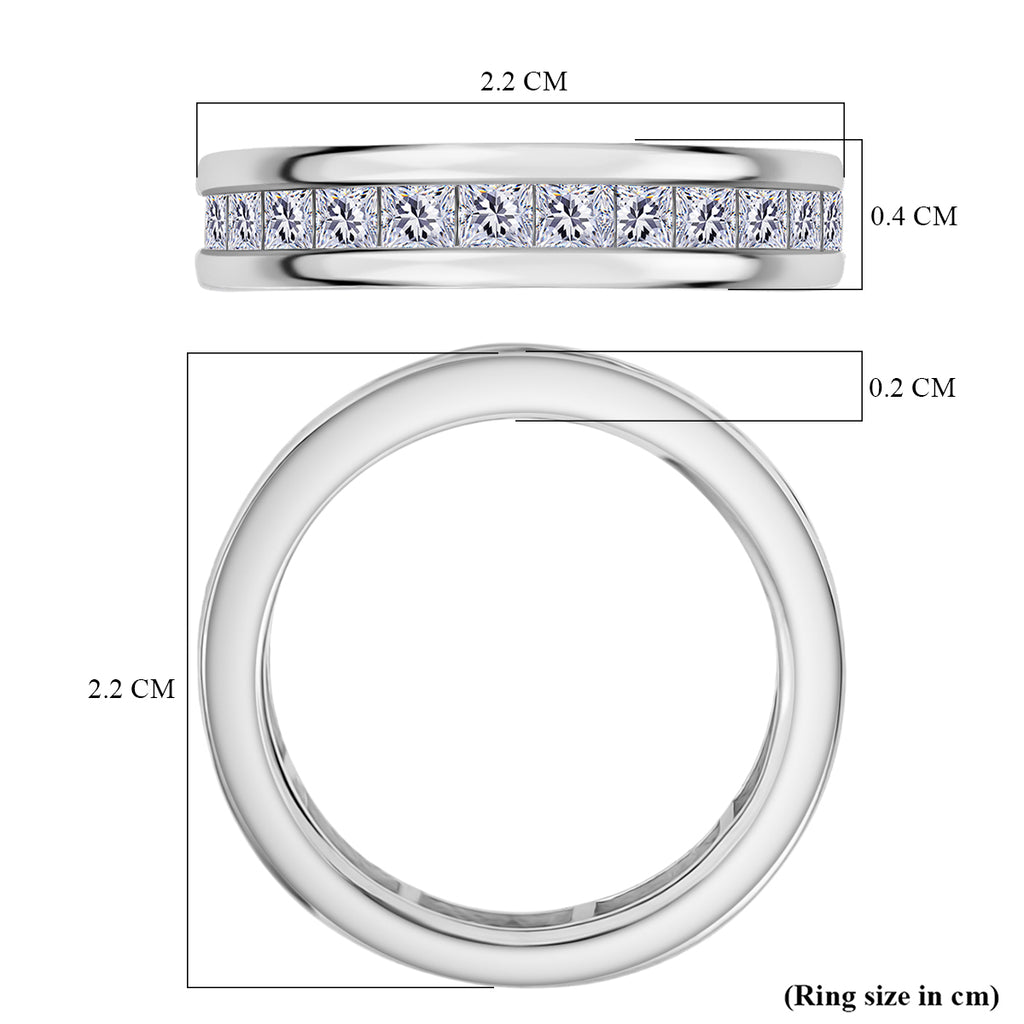 Luxuriant Lab Grown Diamond (VS/EF) Band Ring in Rhodium Overlay Sterling Silver 1.85 Ct._8250211_5