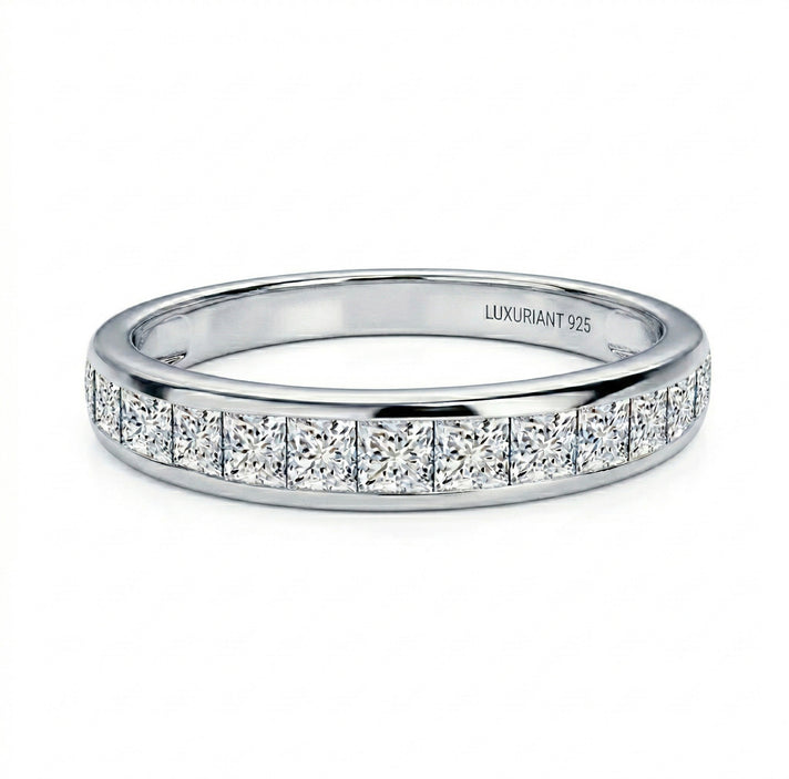 LUXURIANT 1 Ct. Lab Grown Diamond Band Ring in Rhodium Overlay Sterling Silver 8250258 1
