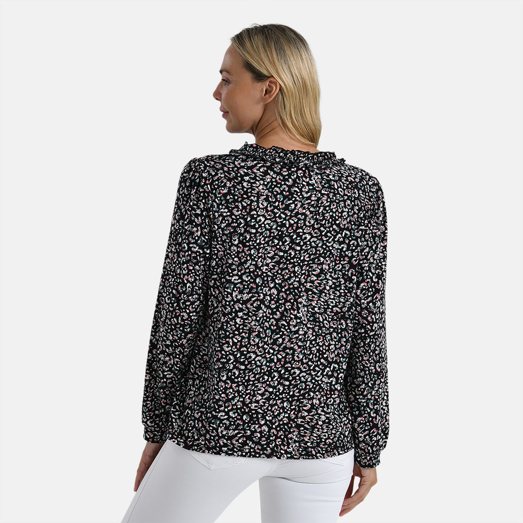 La Marey Jersey Blouse with Frill Collar (Size XL, 20-22) - Black_8250695_1