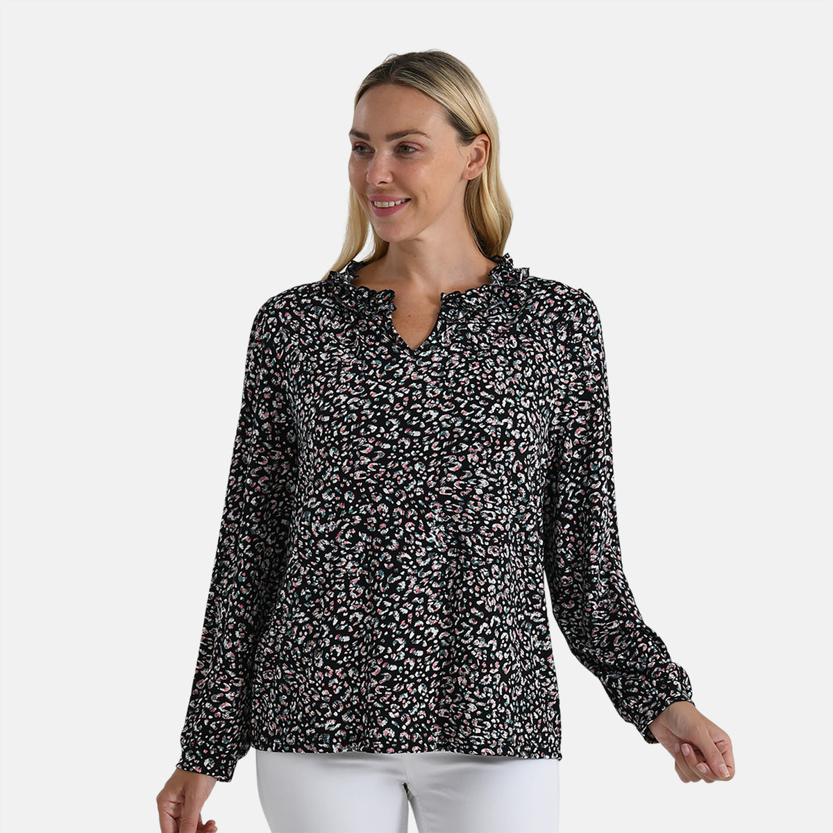 La Marey Jersey Blouse with Frill Collar (Size XL, 20-22) - Black V32533809 3