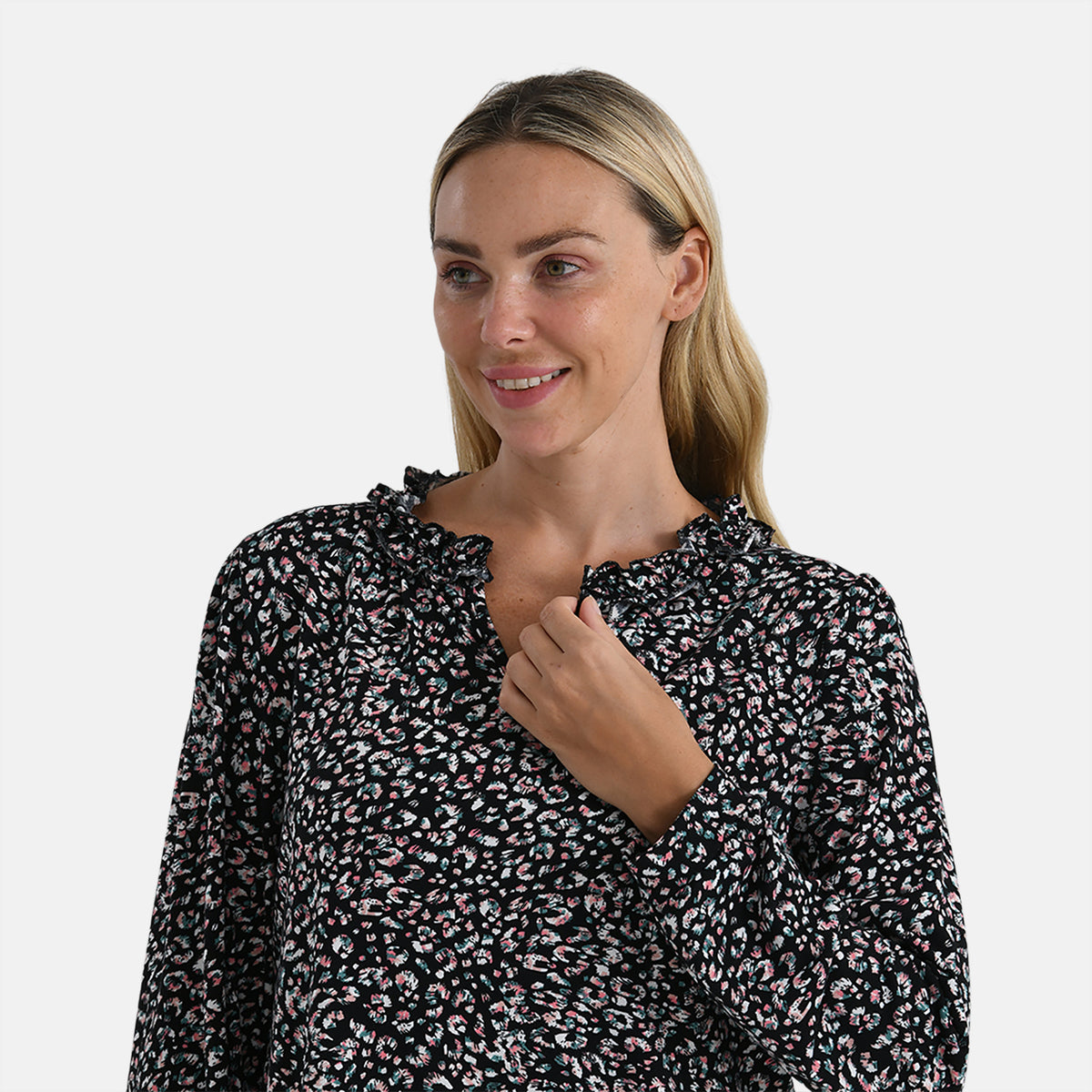 La Marey Jersey Blouse with Frill Collar (Size XL, 20-22) - Black V32533809 5