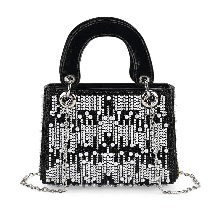 Designer Inspired- Toggle Clip Crystal Clutch Bag with Handle Drop - Black 8250747 1