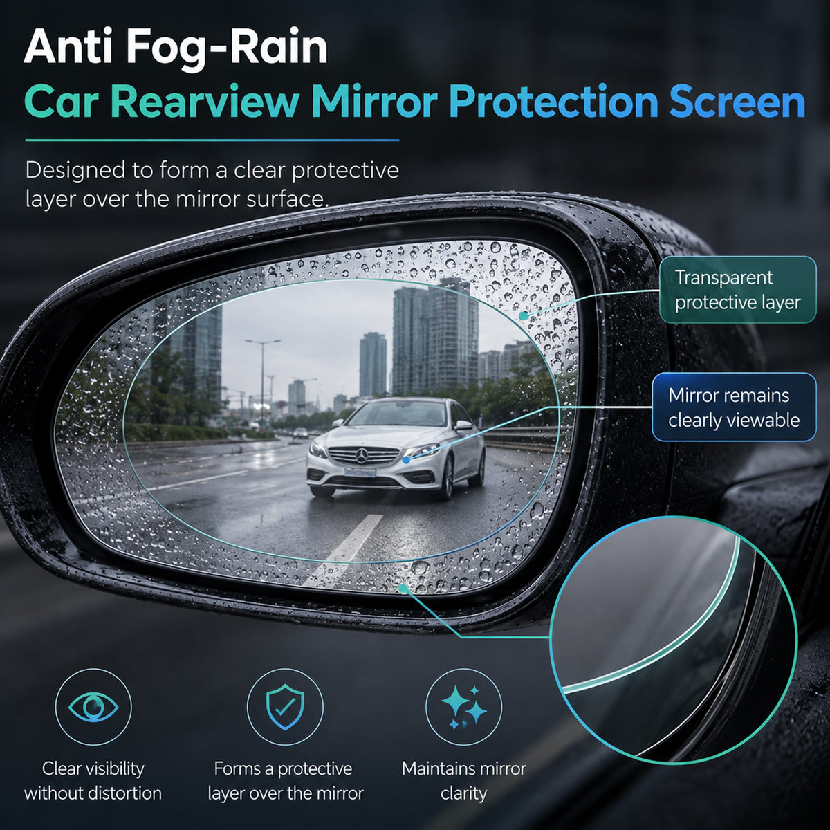 Car Mirror Cover - Blue V32512810 4