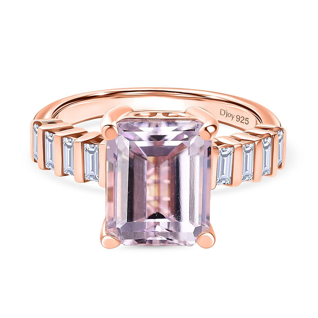 D'Joy Martha Rocha Kunzite & Moissanite Ring in 18K Vermeil Rose Gold Plated Sterling Silver 4.68 Ct._8251059