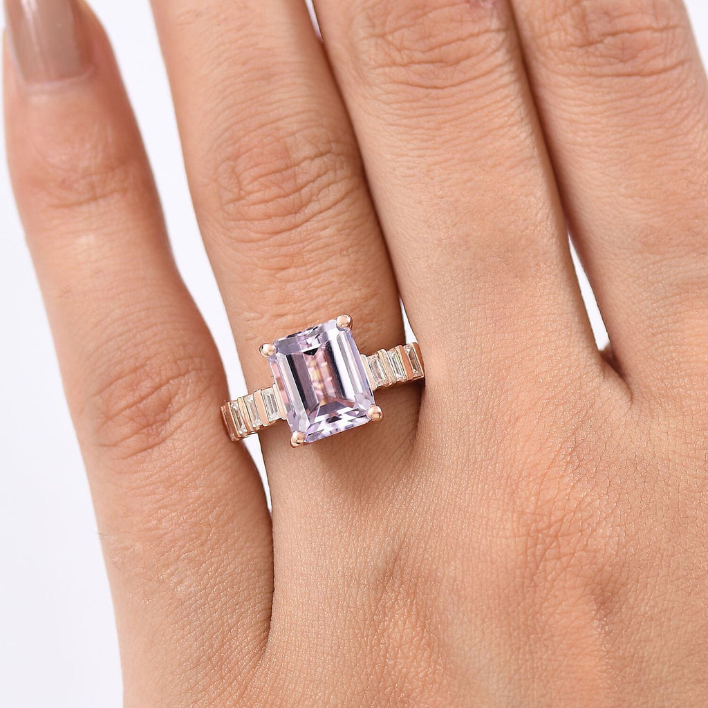 D'Joy Martha Rocha Kunzite & Moissanite Ring in 18K Vermeil Rose Gold Plated Sterling Silver 4.68 Ct._8251059_2