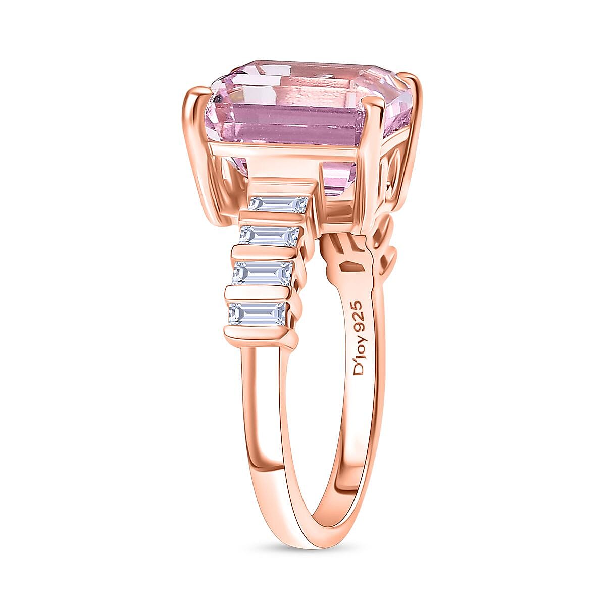 D'Joy Martha Rocha Kunzite &amp; Moissanite Ring in 18K Vermeil Rose Gold Plated Sterling Silver 4.68 Ct. 8251059 4