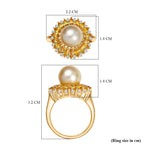 D'Joy Golden South Sea Pearl, Yellow Sapphire & White Zircon Ring in 18K Vermeil Yellow Gold Plated Sterling Silver 8.10 Ct._8251296_5