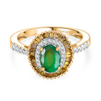 D'Joy Premium Emerald, Yellow Diamond & White Diamond Ring in 18K Vermeil Yellow Gold Plated Sterling Silver 1.14 Ct._8251400