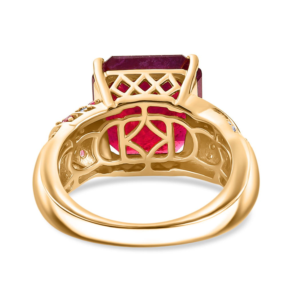 D'Joy Fissure Filled Ruby, Pink Sapphire & White Zircon Ring in 18K Vermeil Yellow Gold Plated Sterling Silver 11.11 Ct._8251407_4