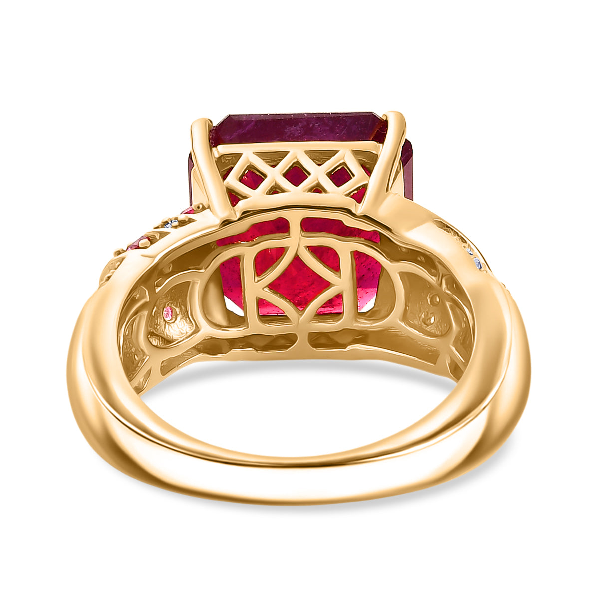D'Joy 10.48 Ct. Fissure Filled Natural Ruby, Pink Sapphire and White Zircon Ring in 18K Vermeil Yellow Gold Plated Sterling Silver 8251407 5
