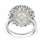 950 Platinum AAA Ethiopian Opal, Natural Emerald & SI-G/H Lab Grown Diamond Halo Ring 6.50 Ct, Platinum Wt. 6.82 Gms_8251415_4