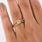 D'Joy Yellow Sapphire, Brown Zircon & White Zircon Ring in 18K Vermeil Yellow Gold Plated Sterling Silver 1.47 Ct._8251426_2