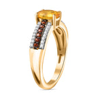 D'Joy Yellow Sapphire, Brown Zircon & White Zircon Ring in 18K Vermeil Yellow Gold Plated Sterling Silver 1.47 Ct._8251427_3