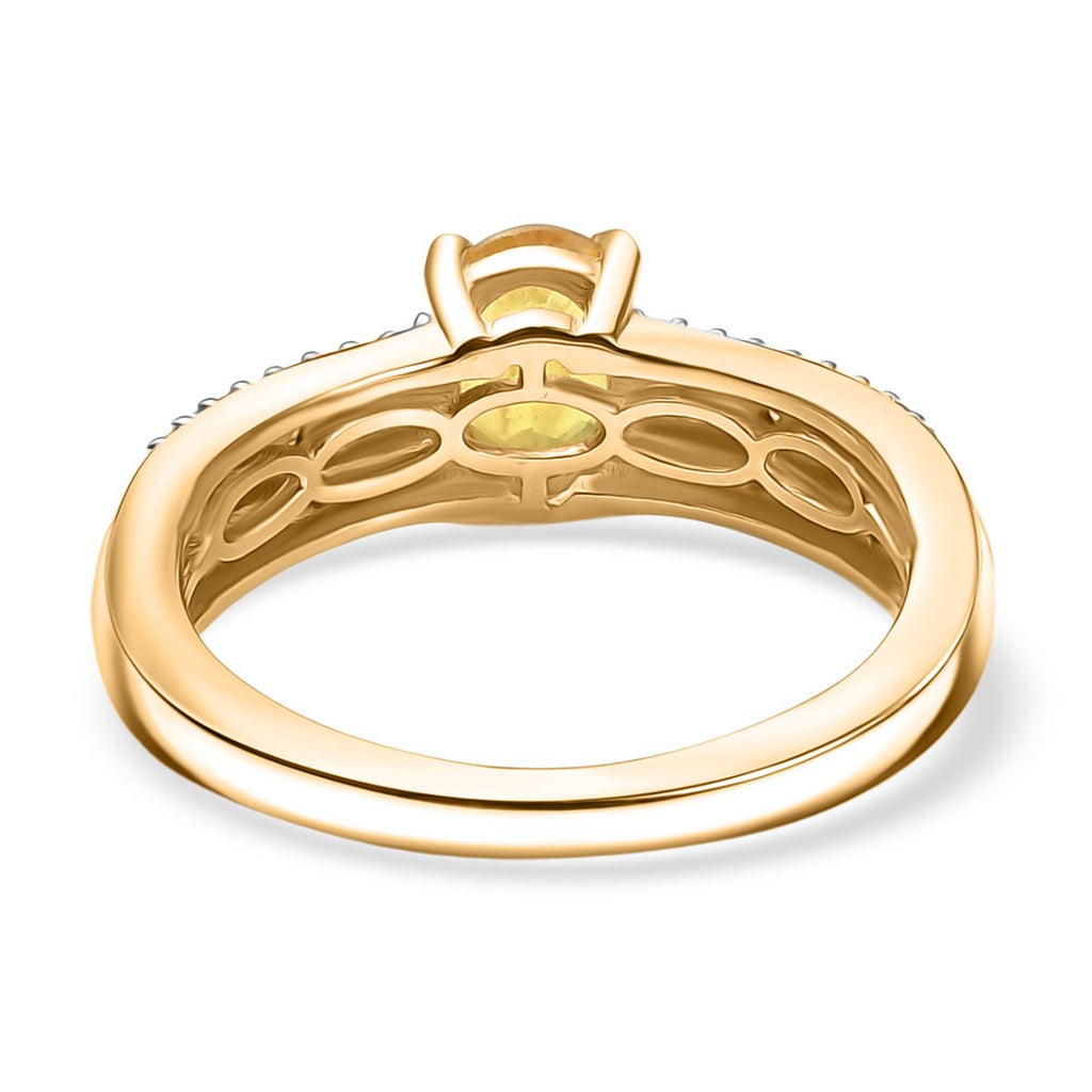 D'Joy Yellow Sapphire, Brown Zircon & White Zircon Ring in 18K Vermeil Yellow Gold Plated Sterling Silver 1.47 Ct._8251427_4