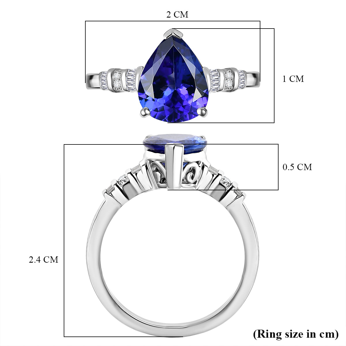 Rhapsody 950 Platinum AAAA Tanzanite White Diamond (VS-EF) Ring 2.56 Ct, Platinum Wt. 5.70 Gms. 8251542 6