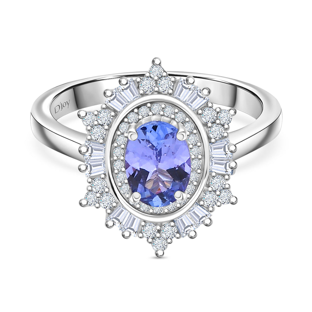 D'Joy Tanzanite & Moissanite Ring in Rhodium Overlay Sterling Silver 1.36 Ct._8251734